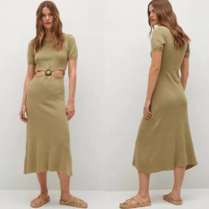 MANGO Cut-out linen blend Carey Dress Size 2